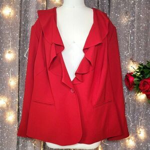 NYGard red ruffle suit blazer jacket Sz22 NWT